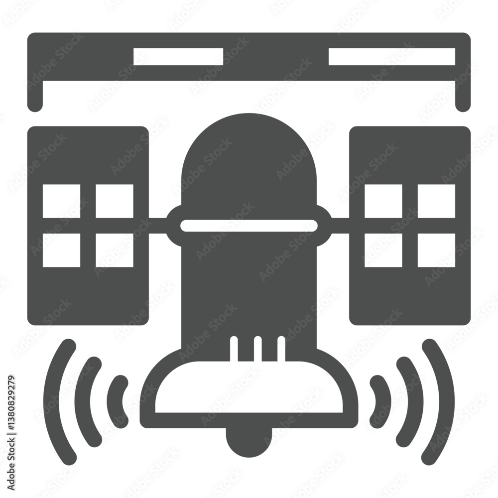 Poster data ruler and satellite with antenna solid icon, neural dataset concept. vector graphics. satellite
