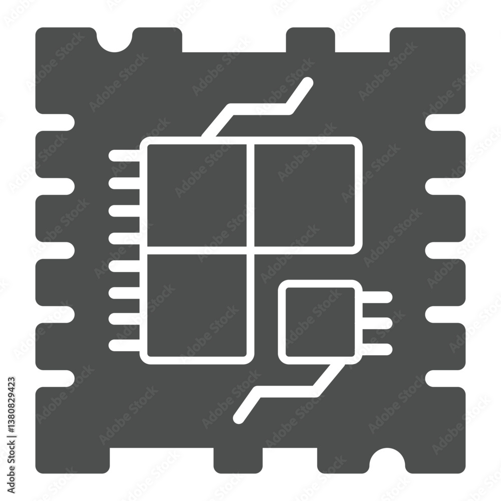 Poster powerful processor with low energy core solid icon, technology concept. vector graphics. energy effi