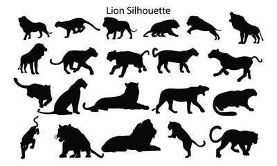 Lion wild animal silhouettes. Good use for symbol, logo, web icon, mascot, or any design you want. Easy to use.