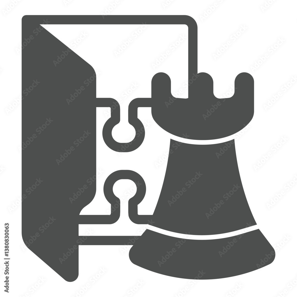 Poster games folder solid icon, neural dataset concept. vector graphics. folder with tower chess and puzzle