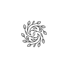Fototapeta premium Minimalist Spiral Leaf Design: Elegant Line Art on White Background