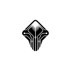 Abstract Tech Logo: Circuitry Design on White, Minimalist Aesthetic