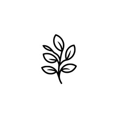 Minimalist Leafy Branch Outline on White Background: Logo Design