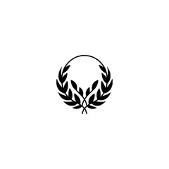 Minimalist Laurel Wreath Logo: Black and White, Simple, Elegant Design