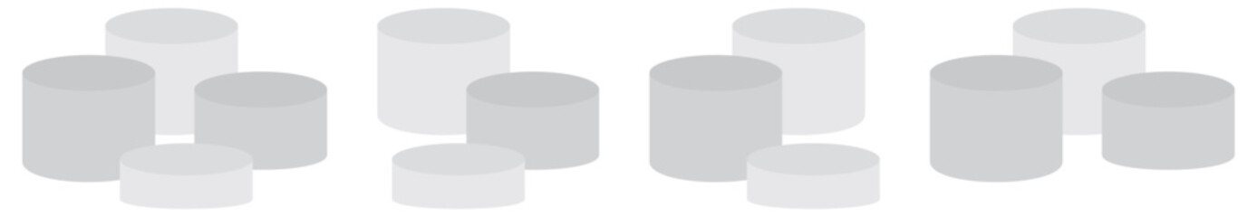 Empty white circle podium, pedestal and platform, stand stage, cylinder, column platform pillar, round empty stages and podium stairs 3d template for product presentation, awards - stock vector. vecto