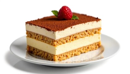 Classic tiramisu dessert, layers visible, isolated , coffee flavor, tiramisu