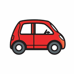 Obraz premium Red car icon rides across white studio illustration graphic