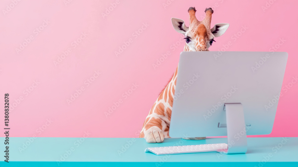Poster a giraffe's digital daydream: conceptual fun for web use or print