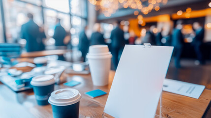 Networking Conference: A blank sign for event, promotion, or welcome message in a corporate environment