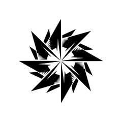 Obraz premium Geometric Starburst Logo - Abstract Black & White Design