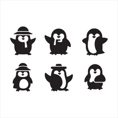 black and white cartoon animal icons