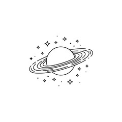 Minimalist Saturn Planet Illustration with Stars