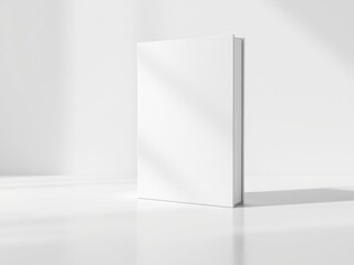 Blank floating white book on white background mockup