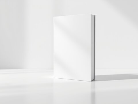 Blank floating white book on white background mockup