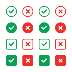 Right or wrong icons. Yes and Cross icon set.