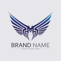 Wings logo and animal wings icon sign stock logo design graphic illustration