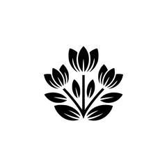 Minimalist Black Floral Logo Element on Creamy Background