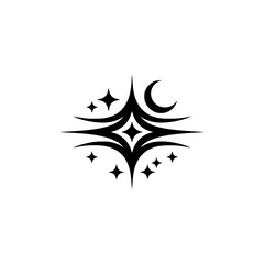 Celestial Burst Logo: Minimalist Starry Night Symbol
