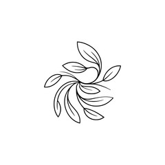 Elegant Black Leaf Branch Logo Element, Minimalist Design