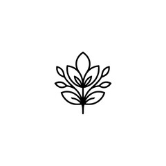 Minimalist Floral Logo: Black Line Art on White Background