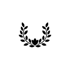 Black Laurel Wreath Icon on Light Gray, Minimalist Design