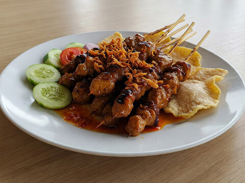 A mouthwatering plate of Sate Klatak, a traditional Indonesian dish.