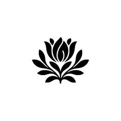 Minimalist Black Floral Design on White Background