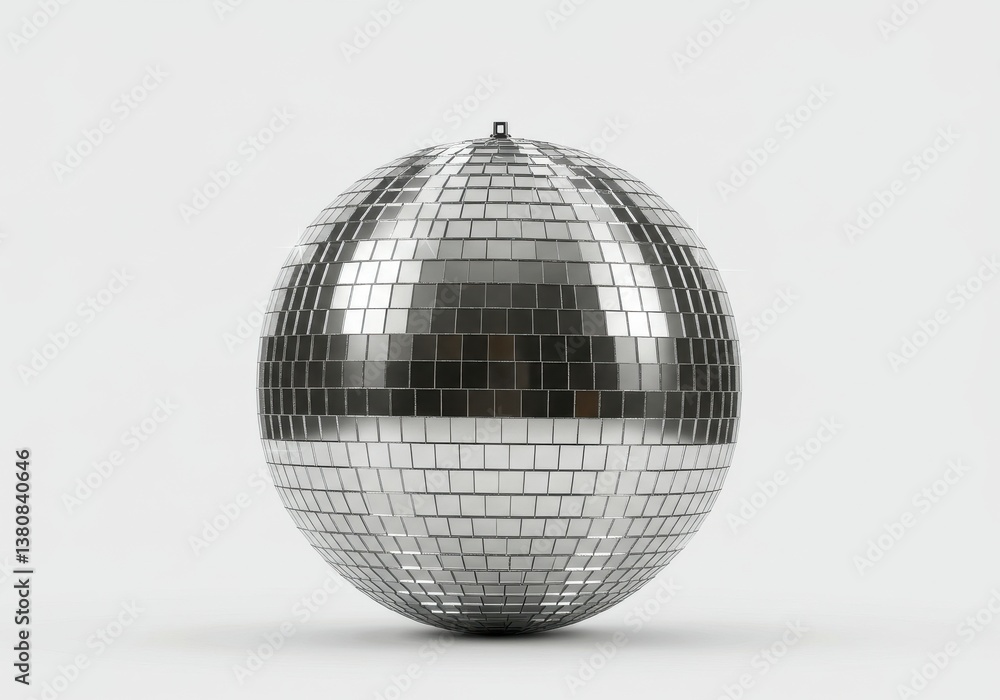 Poster isolated disco ball with mirrored tiles on a white background in a studio setting for party vibes
