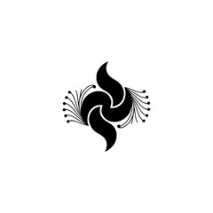 Abstract Floral Design: Symmetrical Black Icon on Cream