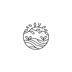 Minimalist Nature Logo - Circle of Life with Plants, Eco-Friendly Design