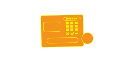 Animation finance icon in orange and yellow colors depicting financial transaction and money management concepts, suitable for fintech applications, online banking, or financial service marketing 