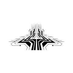 Abstract Circuit Board Design: Tech, Data Flow, Minimalist Vector