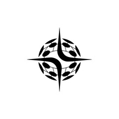 Abstract Compass Rose Icon on White Background: Modern Vector Design