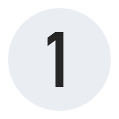Minimalist Number One in Light Gray Circle, Clean and Modern Design for Graphic Projects
