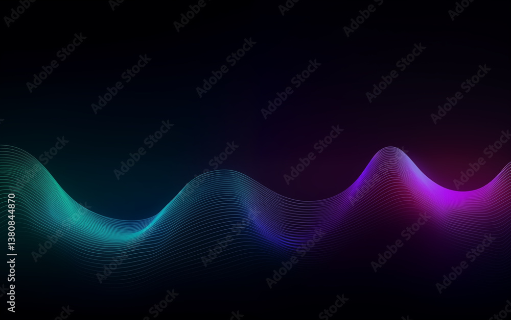 Aufkleber abstract wave vector background with a gradient color scheme, ranging from black to dark blue, purpl