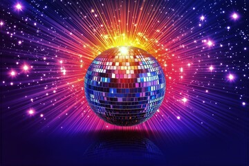 Obraz premium Cosmic Energy Sphere Radiating Vibrant Colors in a Vast Galaxy