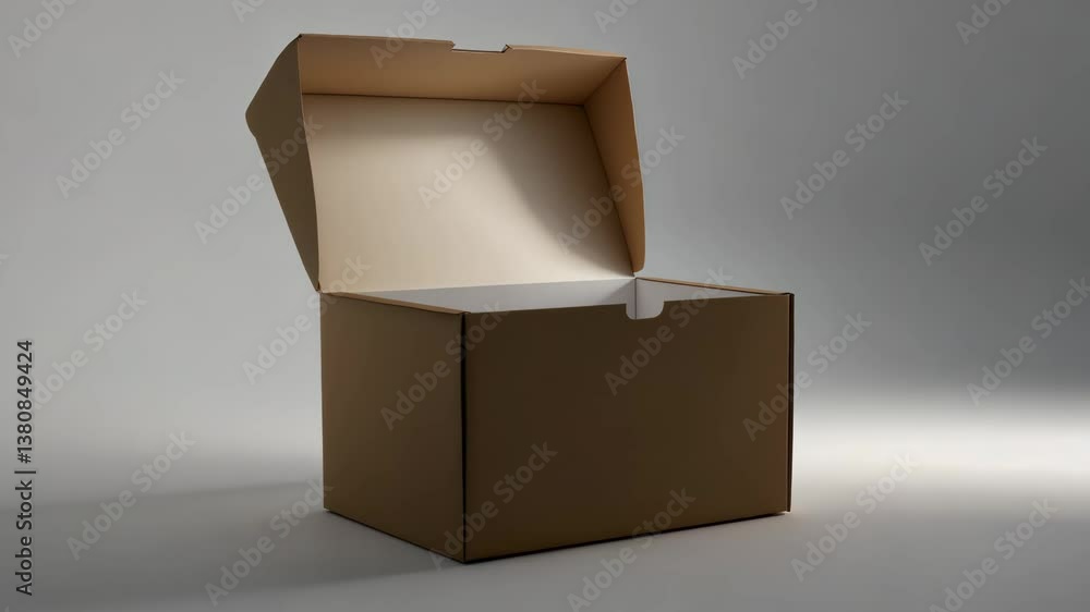 Aufkleber empty gift package. blank cardboard box. rectangular cardboard container with an open top, isolated 