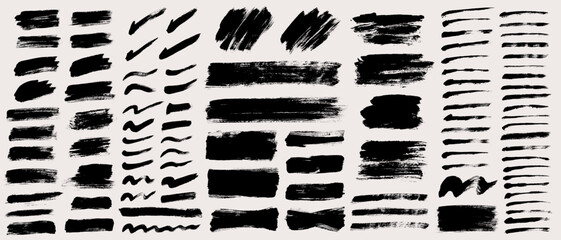 Vector brush stroke backgrounds collection. Painted rectangle, square, diagonal, long and wide shapes. Grunge distress texture. Artistic brush banners