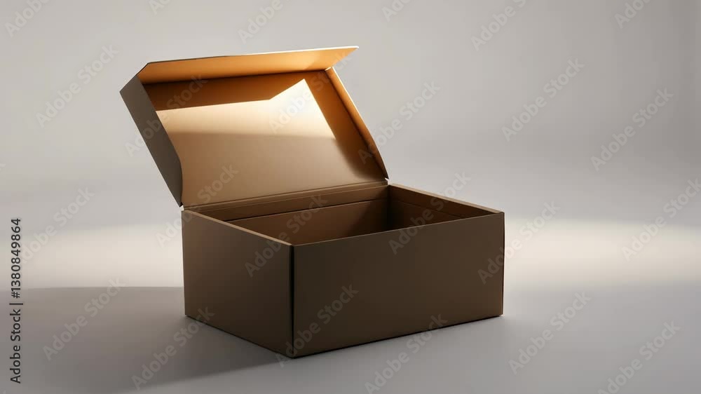Aufkleber empty gift package. blank cardboard box. rectangular cardboard container with open lid, isolated on 