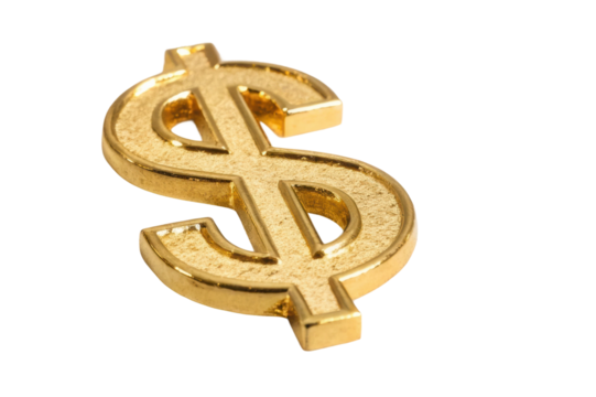 Golden dollar symbol representing wealth and finance for design projects or financial presentations