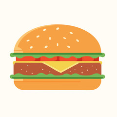 Delicious Cheeseburger with Fresh Ingredients in Vector Illustration