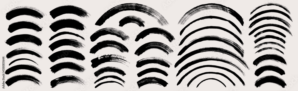 Aufkleber brush stroke vector. painted curves, isolated on white background. grunge textured design elements