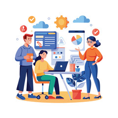 Obraz premium Business Discussion Concept Vector Illustration