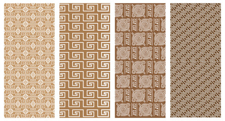 Seamless pattern of ethnic texture, boho decoration, ornamental geometric figures, pre-Hispanic texture of Mexico, minimalist vector illustration