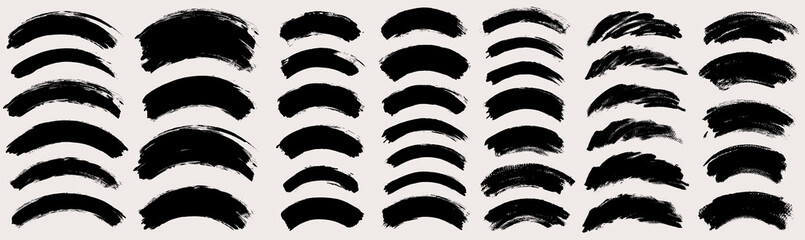 Brush stroke vector. Painted curves, isolated on white background. Grunge textured design elements