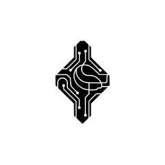 Abstract Circuit Board Logo - Minimalist Tech Design