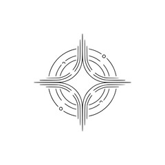 Minimalist Geometric Starburst Logo in Black and White