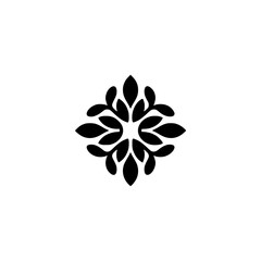Minimalist Black Floral Motif on White Background