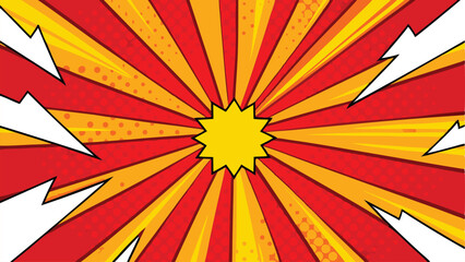 Comic Book Style Explosion Background Red, Yellow, Starburst