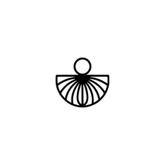 Minimalist Geometric Art Deco Logo, Abstract Black Icon on White Background
